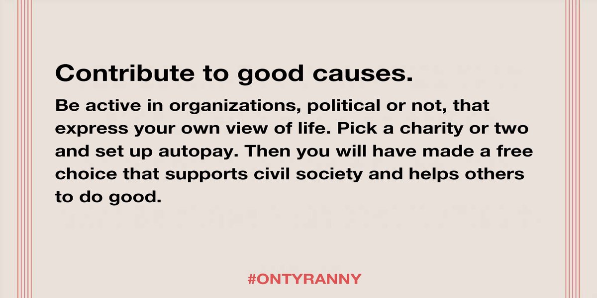 15/20. Contribute to good causes.  #OnTyranny