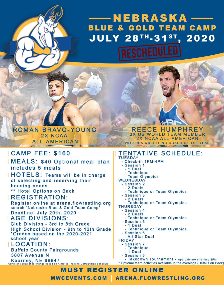There are only three days left to register for the Neb. Blue and Gold Team Camp on July 28th-31st!  The registration deadline is July 20th!  Don't miss out on this awesome camp!