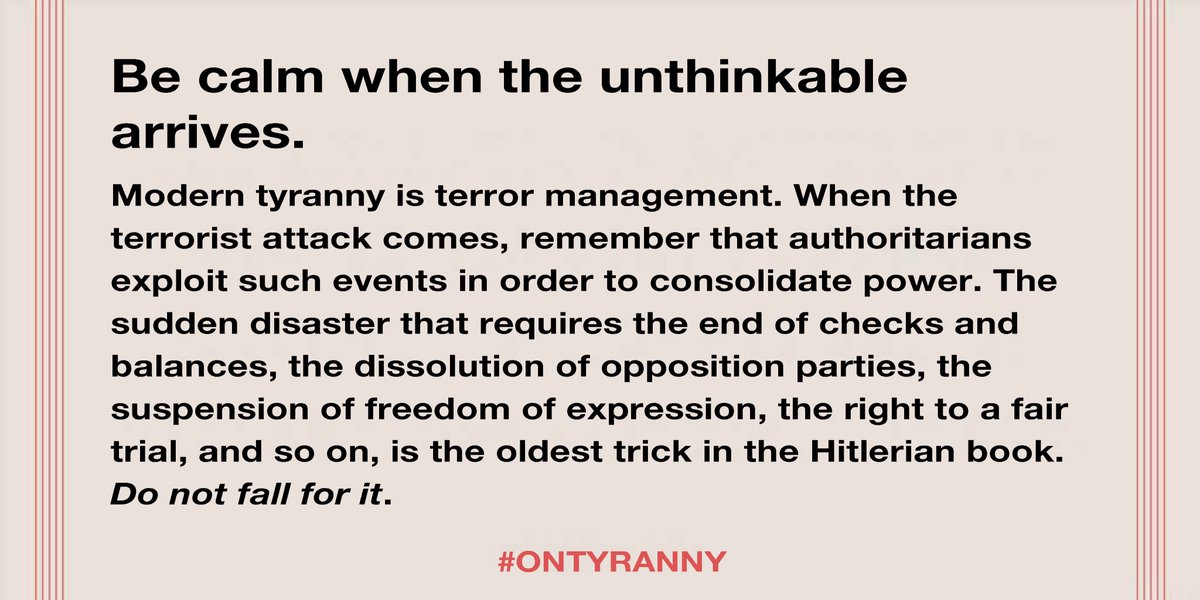 18/20. Be calm when the unthinkable arrives.  #OnTyranny