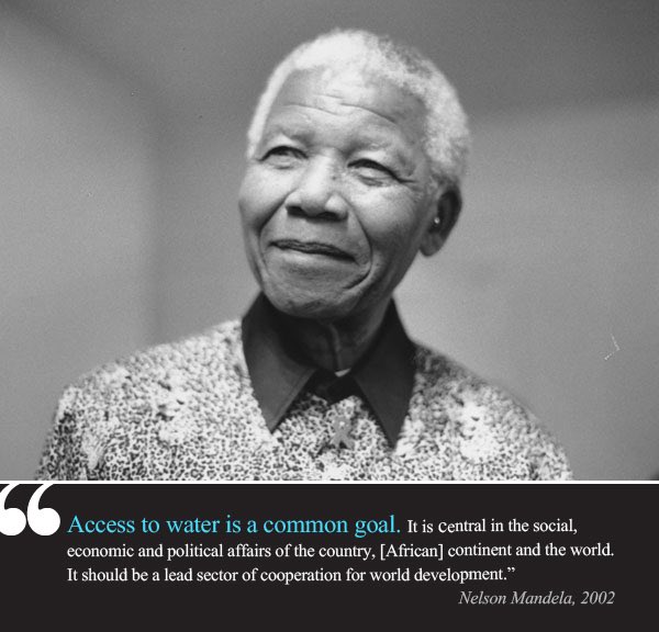 WorldBankWater's tweet photo. “Amongst the many things I learnt...was the centrality of water in the social, political and economic affairs of the country, continent and indeed the world.”

— Nelson Mandela 
#MandelaDay #MandelaDay2020 https://t.co/VABNeqIMXs