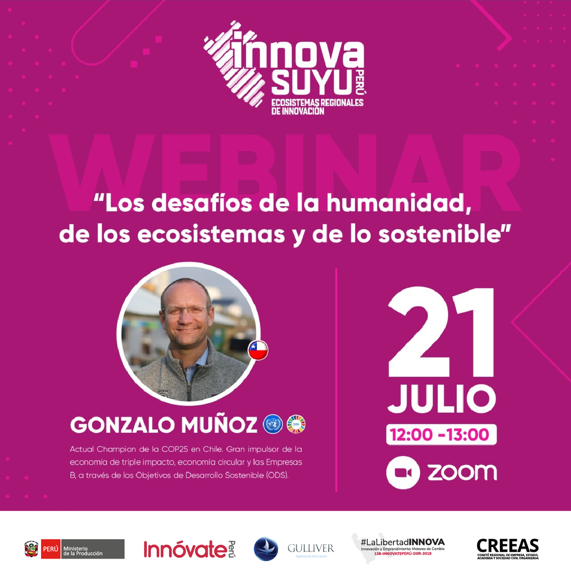 CREEASLL's tweet photo. [Webinar]🔴 Estaremos con el actual Champion de la COP25,🙋‍♂ Gonzalo Muñoz y conversaremos sobre los nuevos desafíos sociales.🏁#LaLibertadINNOVA #DistanciamientoSocial ##innovasuyu

Inscríbete: https://t.co/4kLmu88ywn https://t.co/0pOlDU9xgh