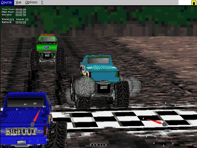 MONSTER TRUCK MADNESS Un des 1ers jeux de course de 4x4 sorti en 1996 bien délire : vous conduisez une carcasse de voiture de rallye surmontée de 4 roues énormes avec un moteur de camion  C’est bourrin & fun! Son petit frère MOTOCROSS MADNESS est aussi un classique (1998)