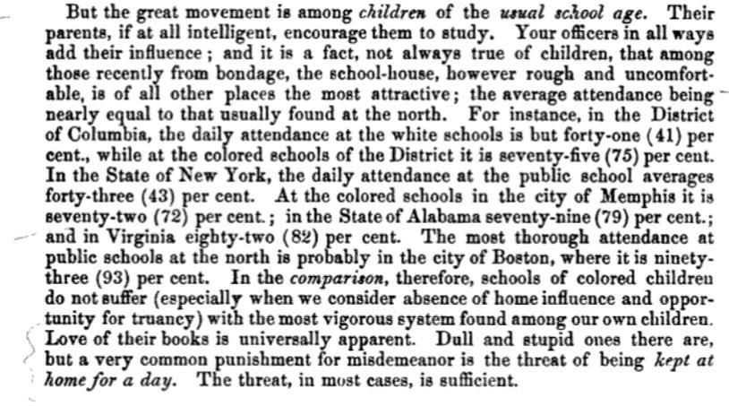 This is directly from Alvord’s report. While he uplifts some data... A a lot of this feels so hauntingly familiar. “Home influence and truancy.”“Dull and stupid.”Negating the apparent love for education. Refuting the evident hunger for knowledge, especially from US.