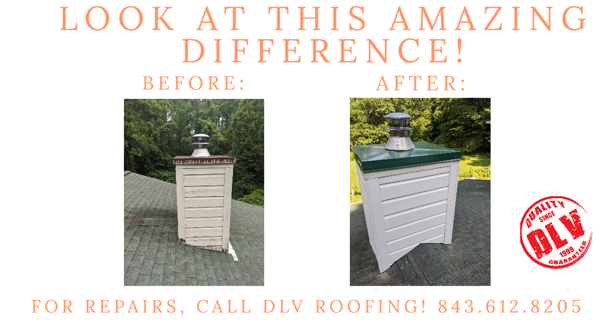 DLVRoofingChas's tweet photo. #charlestonroofer #charlestoncontractor #chs #chimneycaps #roofing #beforeandafter https://t.co/wegiCd87wy