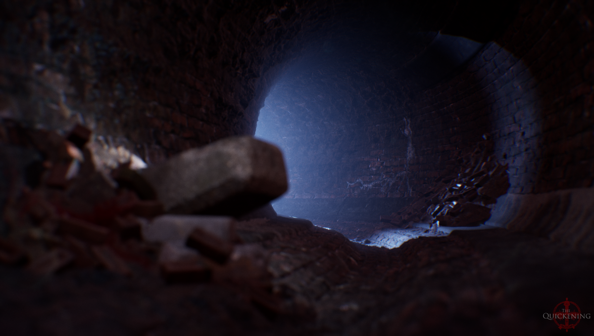 RSPGamesInc's tweet photo. Work  on #TheQuickening gameplay demo is in full swing! We'll be sharing lots of fun tidbits ASAP, but for now here's a WIP environment shot from our modeler-in-chief @Drake_Snider

#Screenshotsaturday #survivalhorror #indiegame #indiewatch #indiedev #gamedev #UnrealEngine #RTXOn https://t.co/VlPLZxJpOW