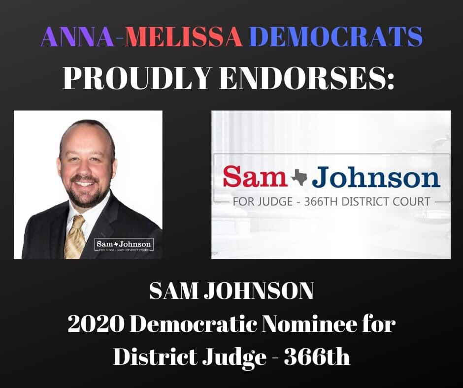 SamJohnson_TX's tweet image. I’m humbled to have the endorsement of Anna-Melissa Democrats! This group has grown exponentially and is making great strides in Collin County. Thank you!!

donorbox.org/samforjudge