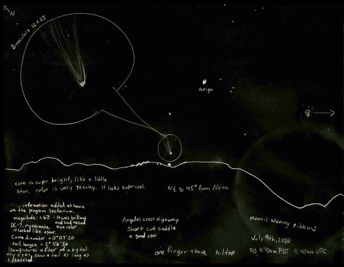 Comet sketches reposted, ajusted to be brighter to be seen easier. #NEOWISE