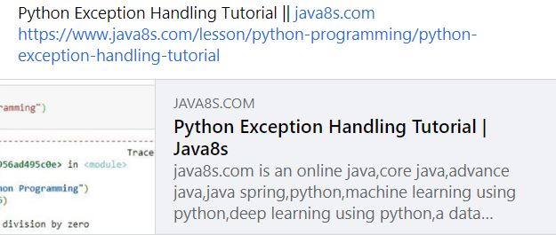SilanSoftware's tweet image. Python Exception Handling Tutorial || java8s || SILAN Software
#java8s
java8s.com/lesson/python-…