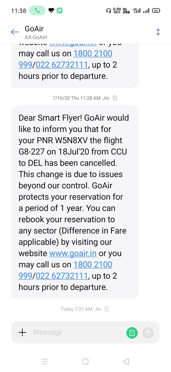 elegant_sam's tweet photo. Ist you cancelled my flight for 4th July and asked to rebook. I did a rebook for 18th July. You also cancelled that flight. If you're not traveling why are you selling your tickets. Process my full refund or I will sue your airlines. @DGCAIndia please look into this. #goAirfraud https://t.co/atMCJCxbxS