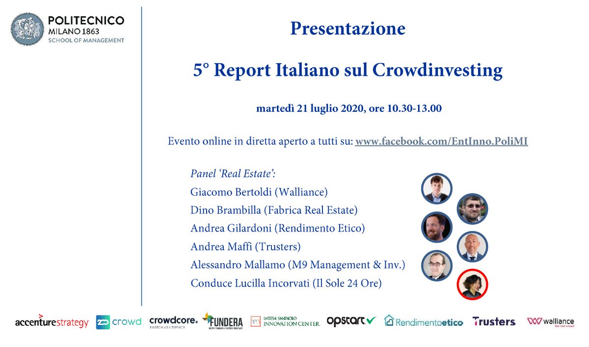 OsservaMiniBond's tweet photo. si avvicina il 5° Report italiano sul #Crowdinvesting
MARTEDI 21 LUGLIO ore 10.30
3 panel di esperti: oggi vi presentiamo il panel #realestate 
vi aspettiamo in diretta qui ---> https://t.co/imO0Ssct5i https://t.co/0TzepLymbp