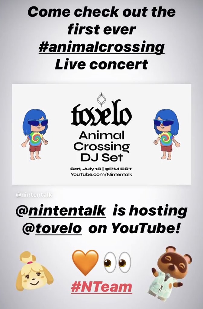 trustlamour's tweet photo. Come check out the first ever animal crossing concert hosted by @NintenTalk featuring @ToveLo  the stage is ready and set, see you at 9PM ET!! 🧡👀 #NTeam #Nintento #AnimalCrossing #ACNH https://t.co/SK3saAlN1P