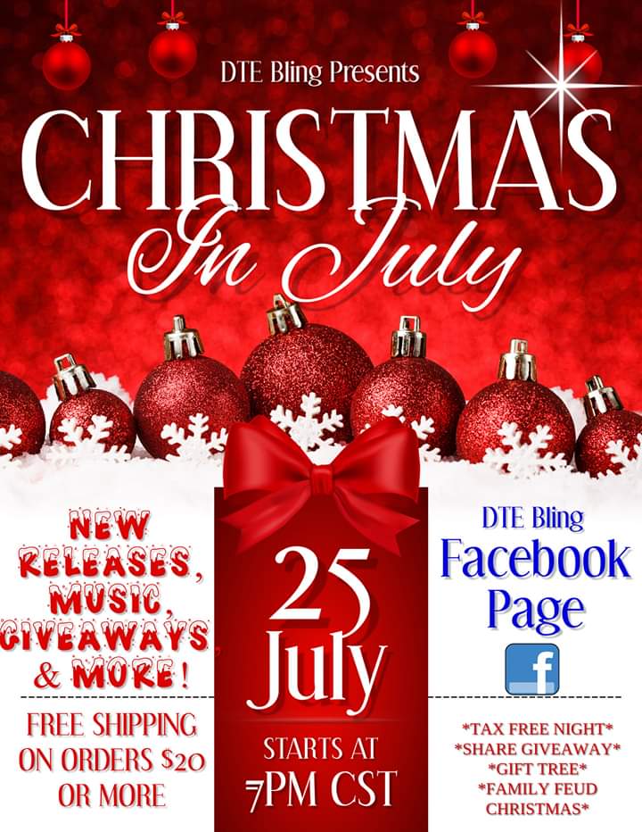 cecethat's tweet photo. 💎💎💎💎💎Who's ready for our 1st Annual Christmas in July Online Event!!! NEW RELEASES!! MUSIC!! GIVEAWAYS!! FAMILY FEUD CHRISTMAS!! Free shipping on orders $20 or more!! TAX FREE NIGHT!! Share Giveaway! BE THERE!! YYYAAASSSSSS!!!💎💎💎💎💎 https://t.co/ePocdDM4AD