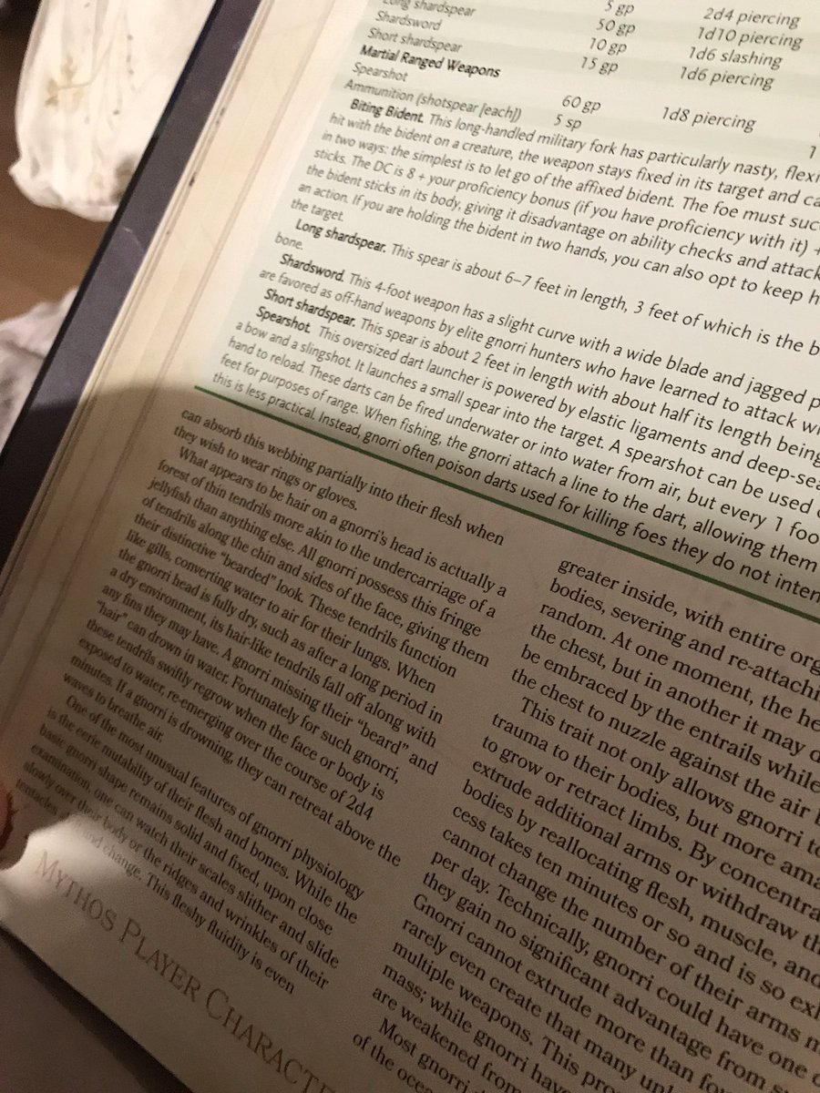 The races bring you a lot of story elements before they dive into the mechanics. The Gnorri, for example, has 5 pages of story before mechanics.