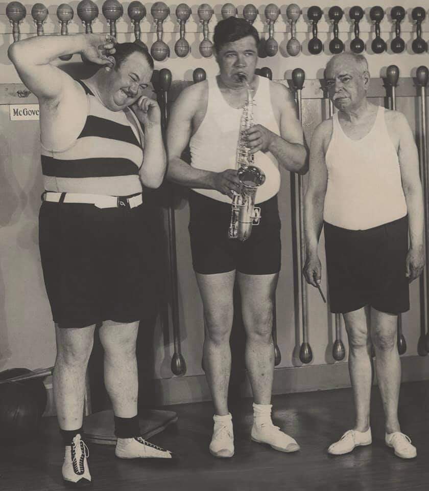 kstahl's tweet photo. Wouldn't exactly call this normal... but hey, @NormalComposers how about Paul Whiteman, Babe Ruth, and John Phillip Sousa at the gym? https://t.co/BUK0XcUHY3