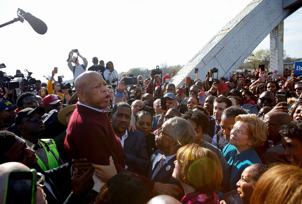John Lewis speaks to a crowd during the annual Bloody Sunday March in Selma, Alabama on March 1, 2020. Photo by Joshua Lott.  #JohnLewisRIP