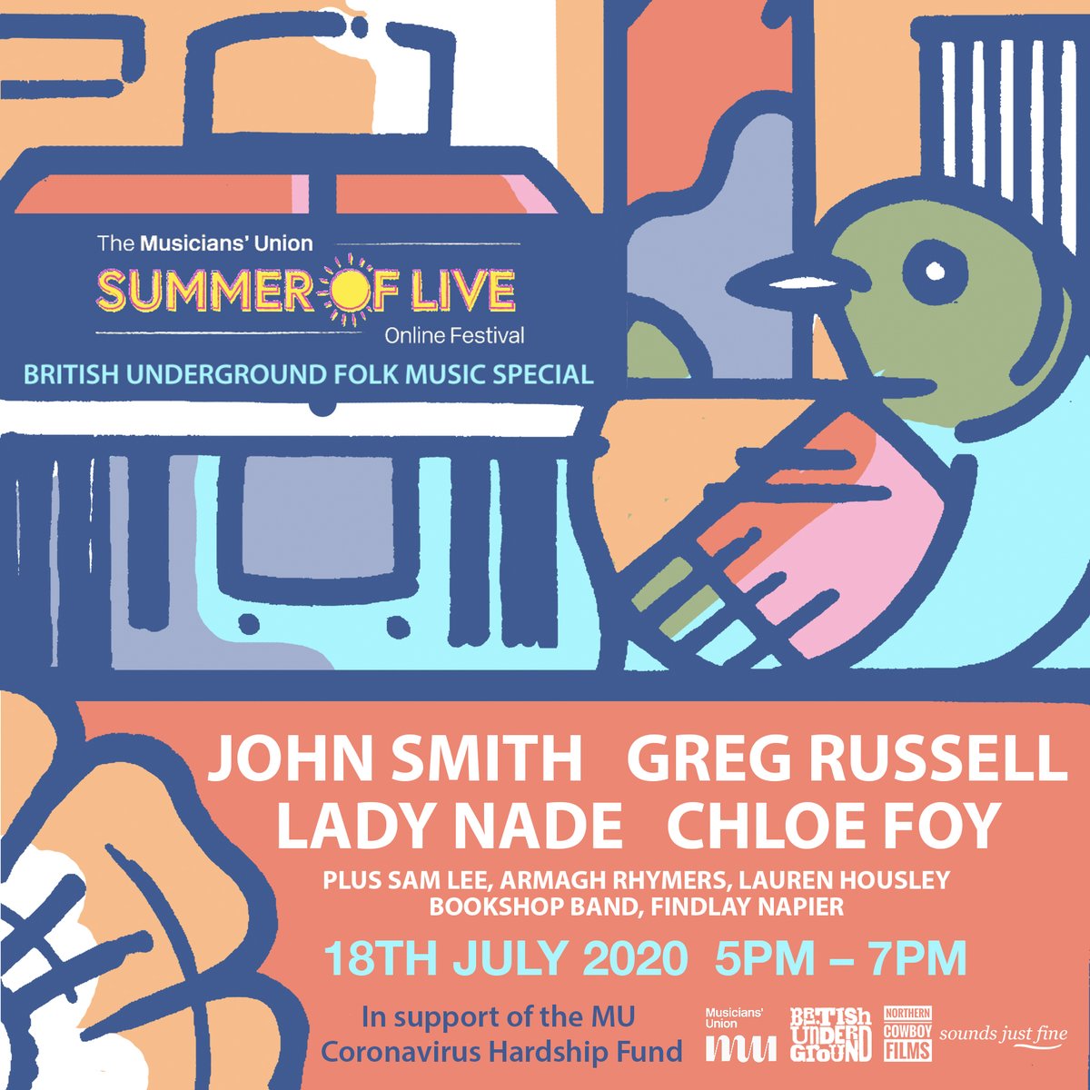 WeAreTheMU's tweet photo. Catch up with the @B_Undergr0und #MUSummerofLive Folk Special! 

Feat. @thejohnsmith, @LadyNade, @ChloeFoyMusic, @samleesong, @laurenhousley, @TheBookshopBand, @armaghrhymers, @findlaynapier, @Bitchinville &amp; @Grussell93. 

Watch now > https://t.co/31B5gadPLK https://t.co/UunHmgG1bS