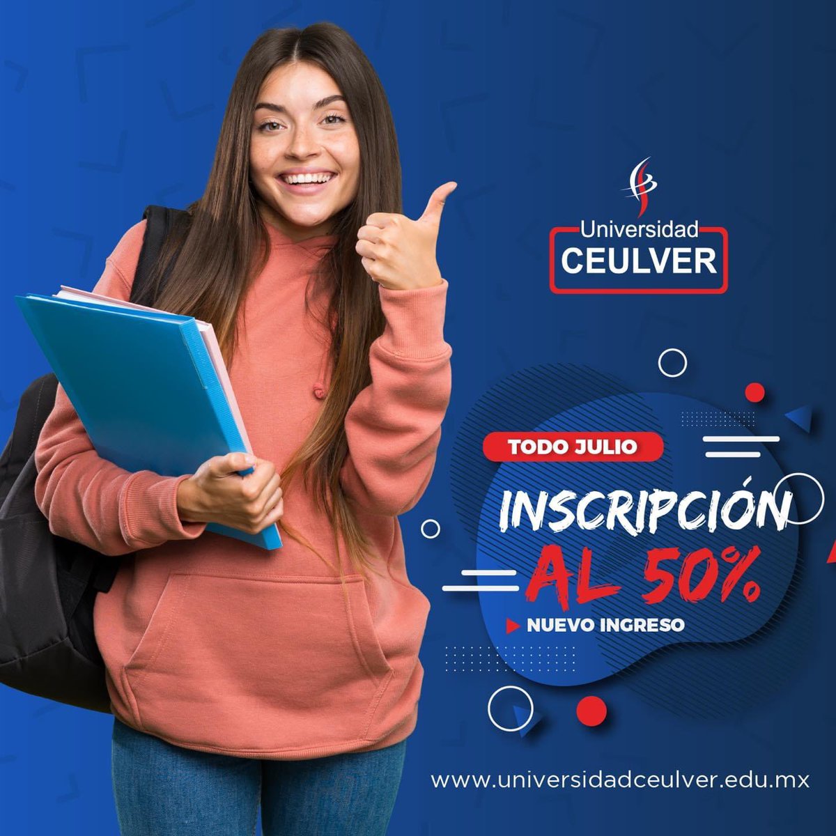 ¡Aprovecha los últimos días que tenemos con el 50% de descuento en tu inscripción! 

No lo pienses más, en #ceulver tenemos un lugar para ti 🤩

Info al WhatsApp 📲 22 94 47 73 54