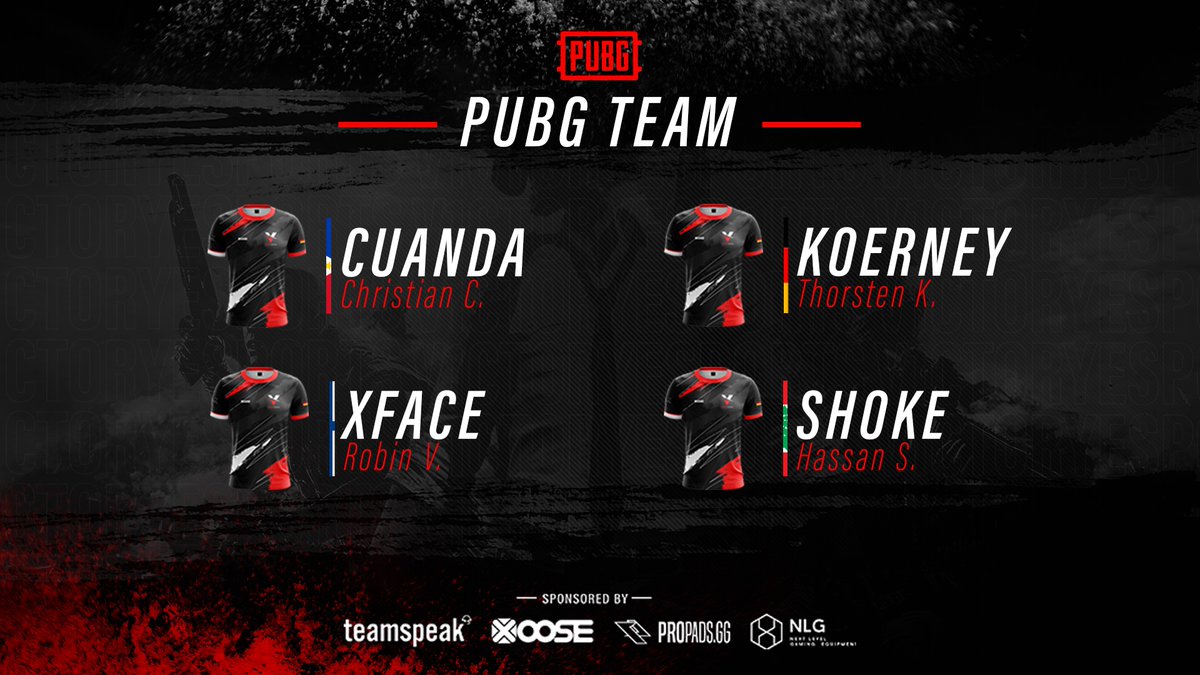 [#NewTeam | PUBG]

The plane has landed and we can present you our new PUBG team! 🤩

🇵🇭 <a href="/Cuanda10/">Cuanda 🇨🇭/ 🇵🇭</a> 
🇩🇪 <a href="/Koerney2/">Koerney</a> 
🇫🇮 <a href="/xFace90189851/">xFace</a> 
🇱🇧 <a href="/hassan92748262/">hassan</a> 

To a good and successful future! 🍀

#PUBG #Born2Win