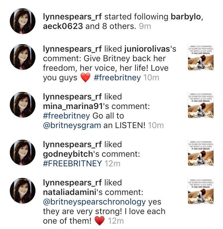 Britney's mom began liking comments about  #FreeBritney