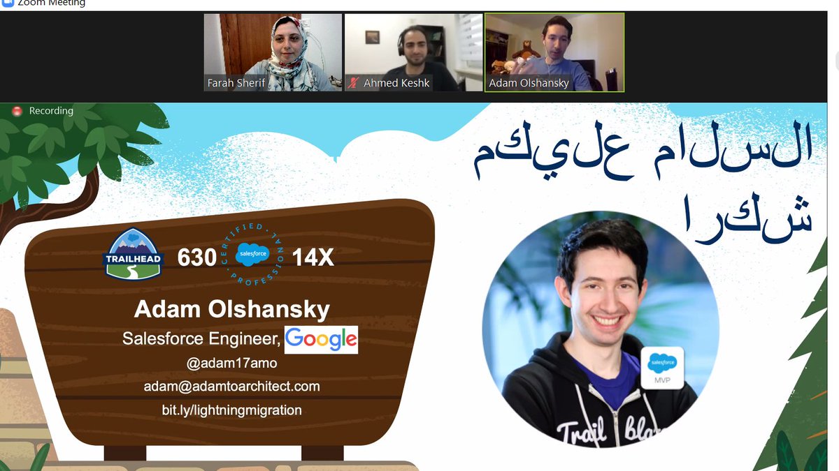 farahsherifgh's tweet photo. Adam telling us "Salam" and "Thank you" in Arabic 🤠😂😍

@CairoSFgroup @adam17amo  
#salesforce #trailblazercommunity #CairoSalesforceMeetup https://t.co/Z72XrTtED9