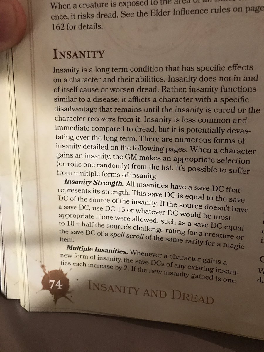 There are new rules for Dread and Insanity.