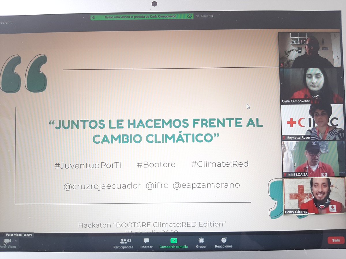francho3's tweet photo. Inspiradora Hackaton virtual  "Juntos le hacemos frente al cambio climático" liderada por la @cruzrojaecuador y sus jóvenes voluntarios #JuventudPorTi #Bootcre @EAPZamorano @ifrc @RCClimate https://t.co/t97Z5wysmj