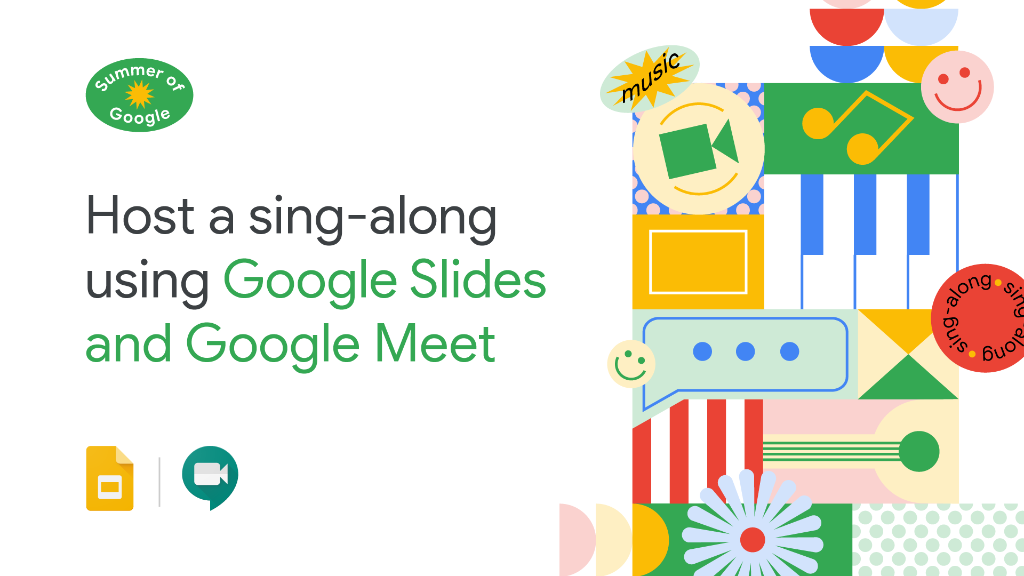 GoogleForEdu's tweet photo. Hey music educators: we've got a fun idea for you to engage your students this summer. Create a sing-along in #GoogleSlides, then share your presentation in #GoogleMeet. https://t.co/PNz03t4ZjL
