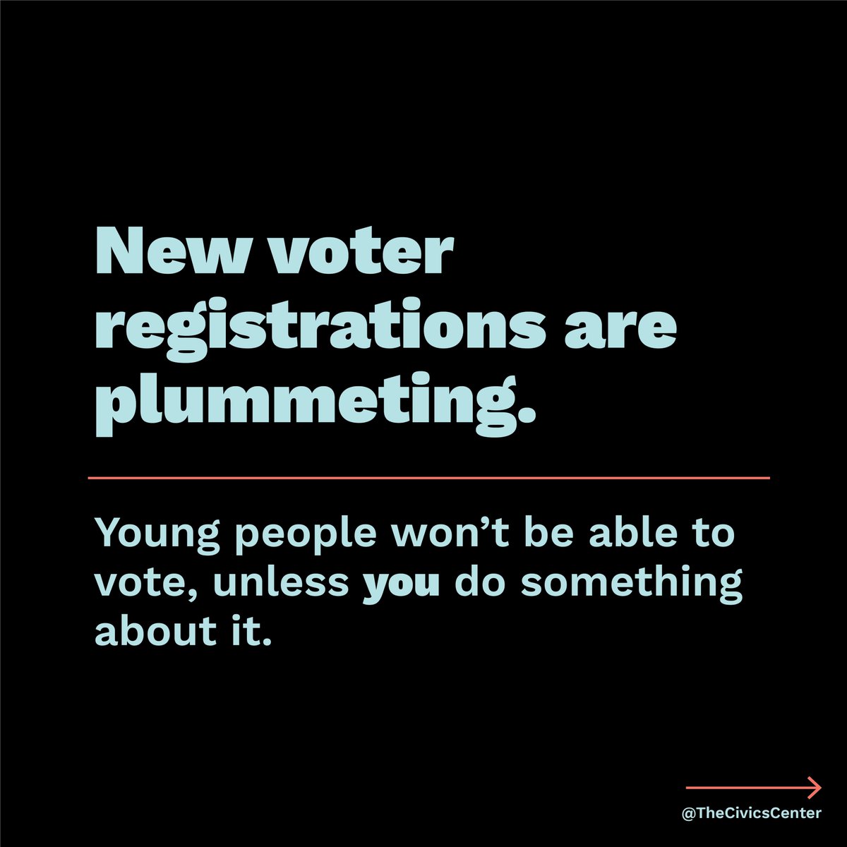 TheCivicsCenter's tweet photo. YOU can make sure young people vote in historic proportions this November by registering to vote and asking your friends to do the same. We have to start right now to make up for the deficits in new voter registrations caused by the pandemic. https://t.co/C2lYt9M5ZY https://t.co/TnbSkmLh8A