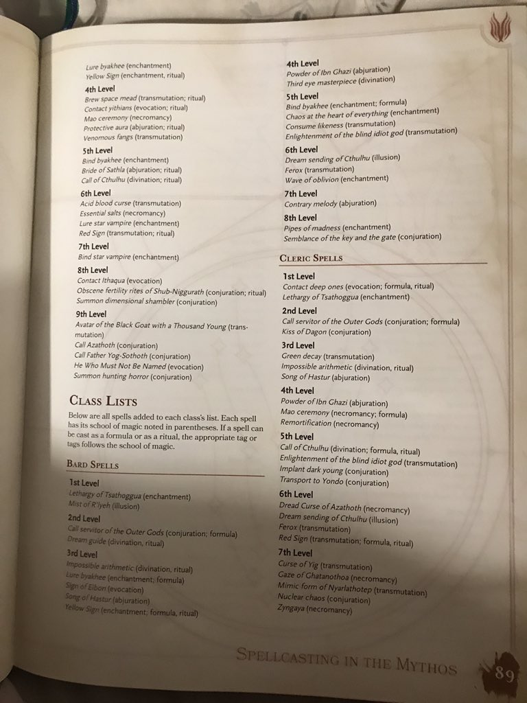 Lots of new spells to fit the theme.