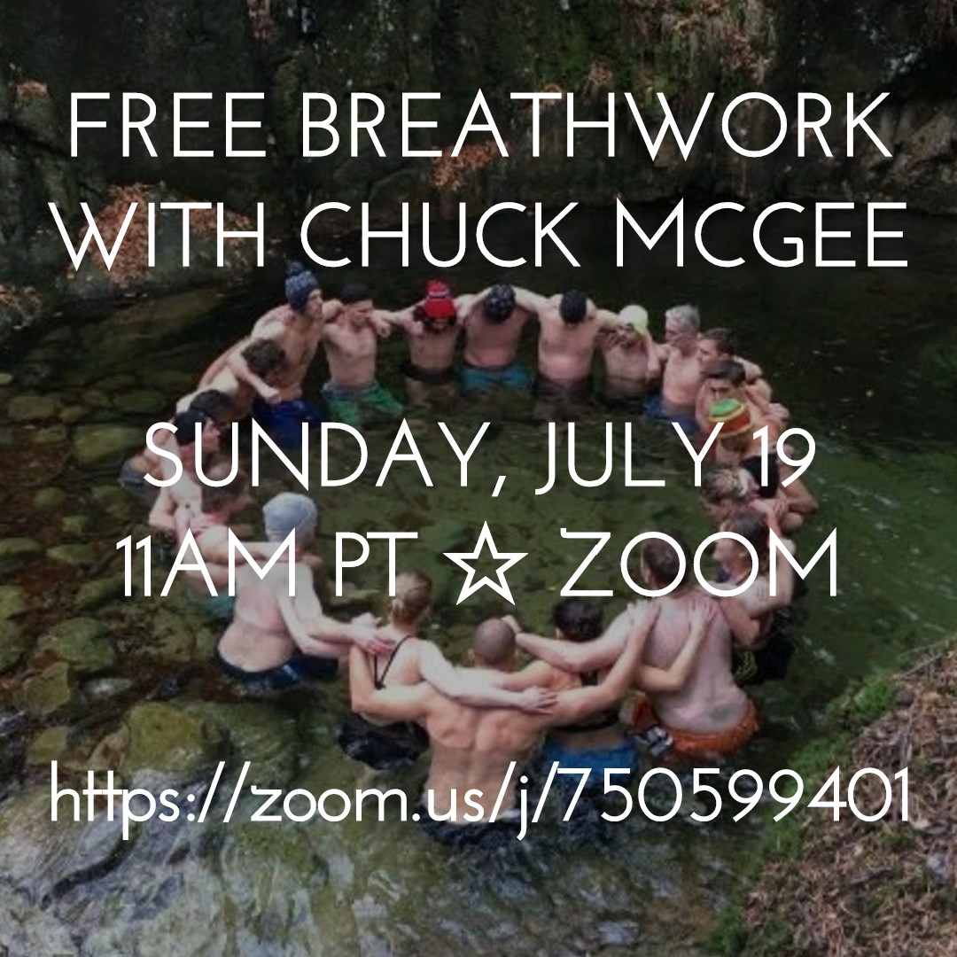 Superbreather Chuck McGee (whom I wrote about in Breath, and who taught me so much about the potential of breathing to overcome various maladies) will be running a breathwork session this Sun, July 19th @ 11AM, PT. It's free; nobody is selling anything. zoom.us/j/750599401