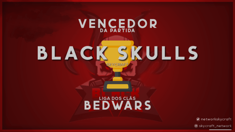 NetworkSkycraft's tweet photo. ⚔️ | Parabéns ao clã Black Skulls! Ganharam o 4° confronto da 5° rodada! #LigaBedWarsSC #GoBS https://t.co/tq08bRL3Oi