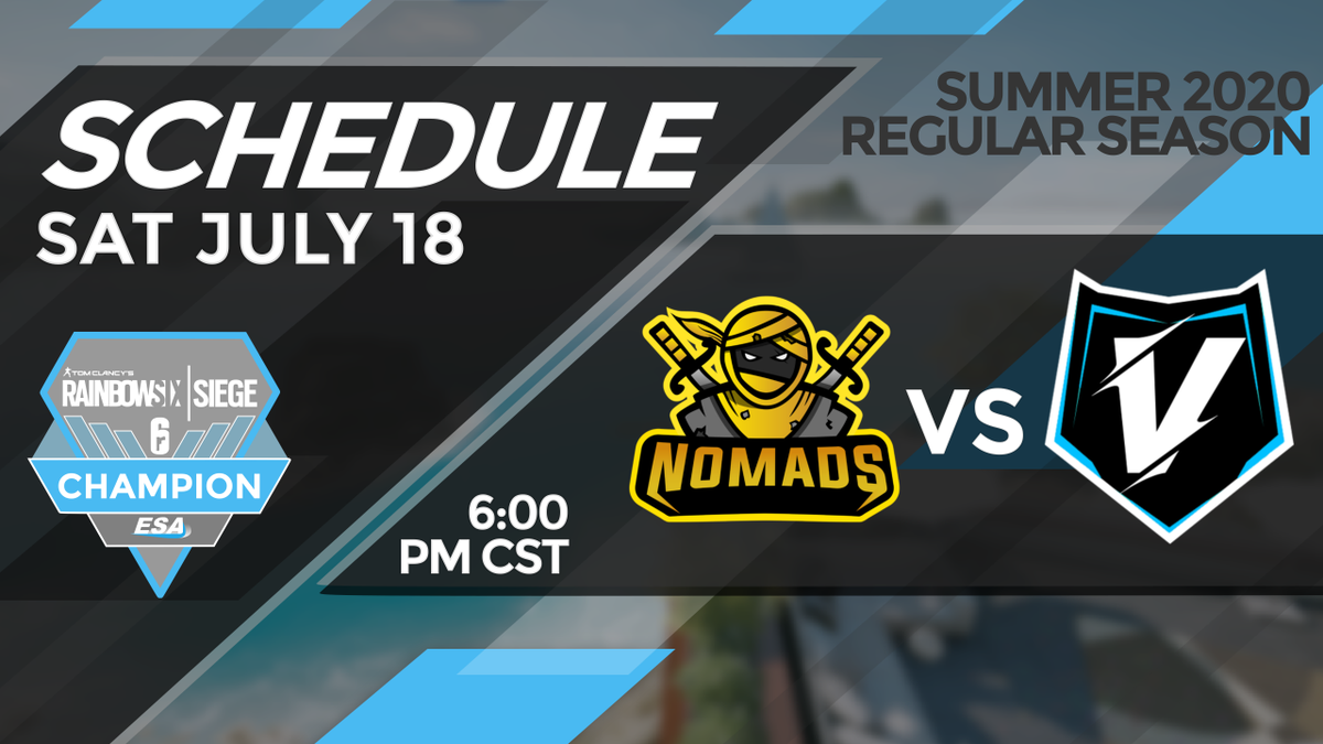 ESASiege's tweet photo. Another night of Champion Series is here!

@NomadsGG takes on @VSN_ORG starting at 6pm cst!

#SiegeChampionSeries https://t.co/HOUFgIkUVB