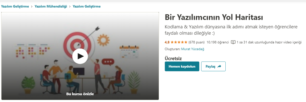 "Yazılıma kodlamaya başlamak istiyorum ama nasıl başlayacağımı, ne yapacağımı bilmiyorum" diyenlere yardımcı olmak amacıyla 2 ay önce hazırladığım 1.5 saatlik ücretsiz kursumuza 11000'e yakın kişi kaydoldu. Daha fazla kişiye ulaşmak için rt yaparmısınız😊
udemy.com/course/biryazi…