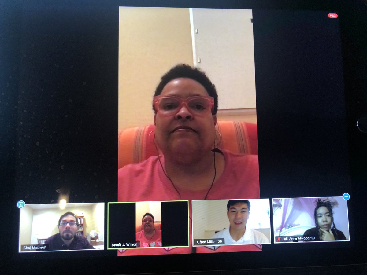 aajajcamp's tweet photo. What’s life like as a freelancer? @AvQueenBenet &amp; our alums @GavinHuang &amp; @Trinity_U Prof. Shaj Matthew shares the details with JCampers during our 20th anniversary #alumnisummit huge add’l gracias to alum @AlfredFMiller!!! https://t.co/lXCItoo2SX