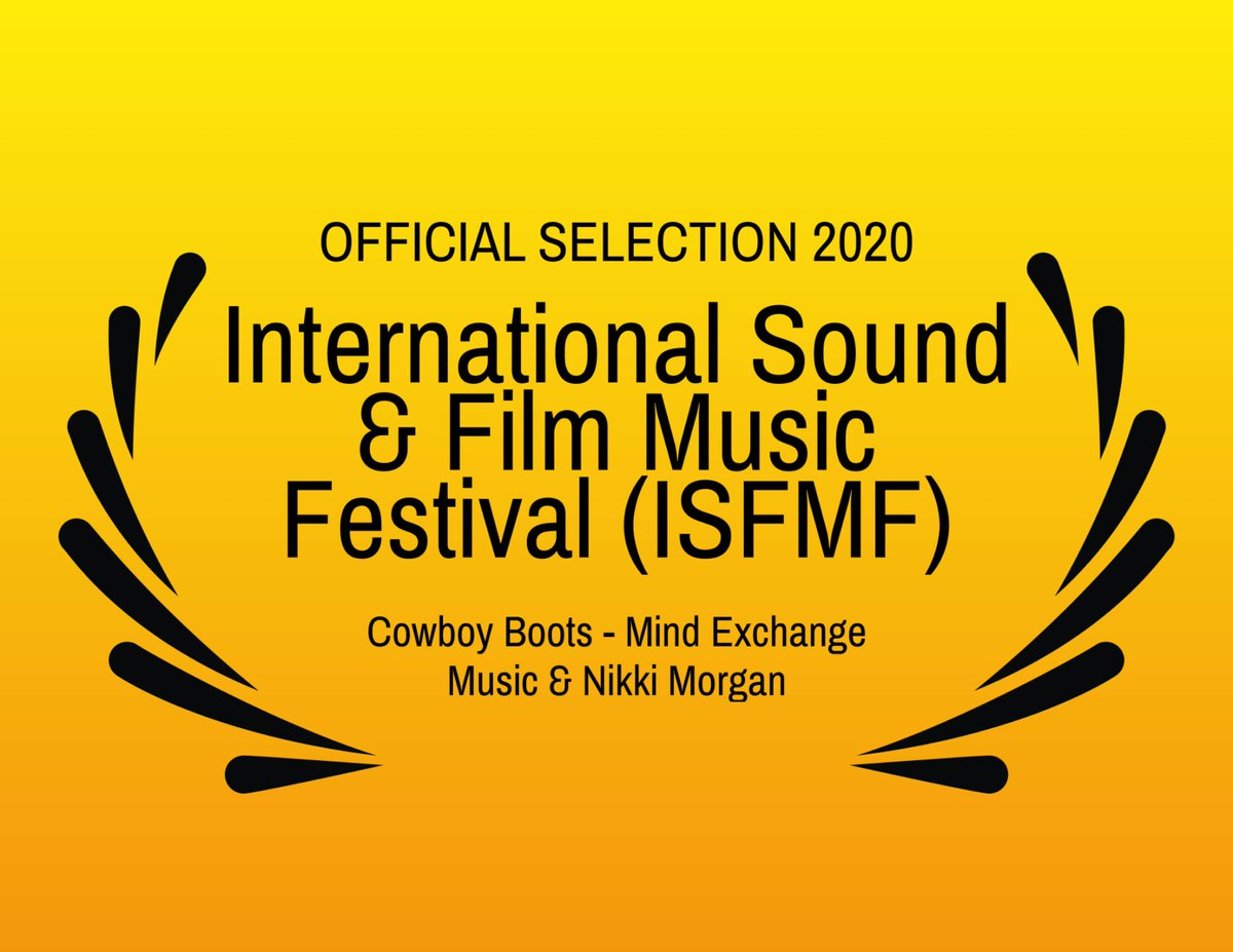 MEMusicLLC's tweet photo. VIII. International Sound &amp; Film Music Festival chooses Mind Exchange Music's 'Cowboy Boots' featuring singer songwriter Nikki Morgan to compete for best original song 2020, currently in official selection standing. 

https://t.co/kHsOWE6GDR https://t.co/XNZQP3xapg
