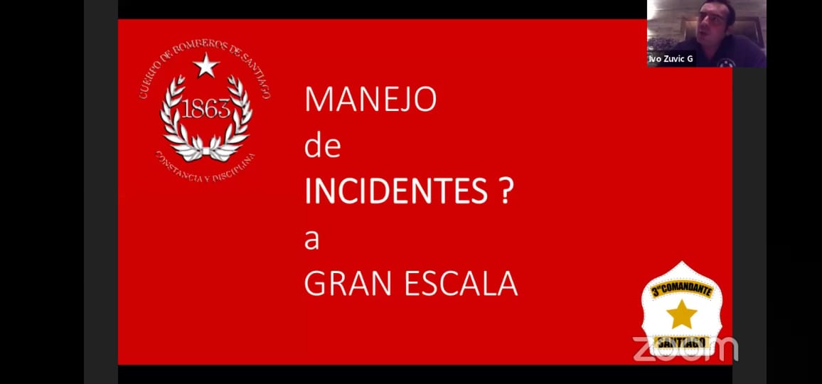 cbsantiago's tweet photo. Esta tarde, el 3º Comandante CBS expuso en el Panel de Conversación sobre Experiencias en el Manejo de Incidentes a Gran Escala, organizado por la @SeptimaBomberos.
@BomberosVina #BomberosSantiago https://t.co/dPIvYH7GRT