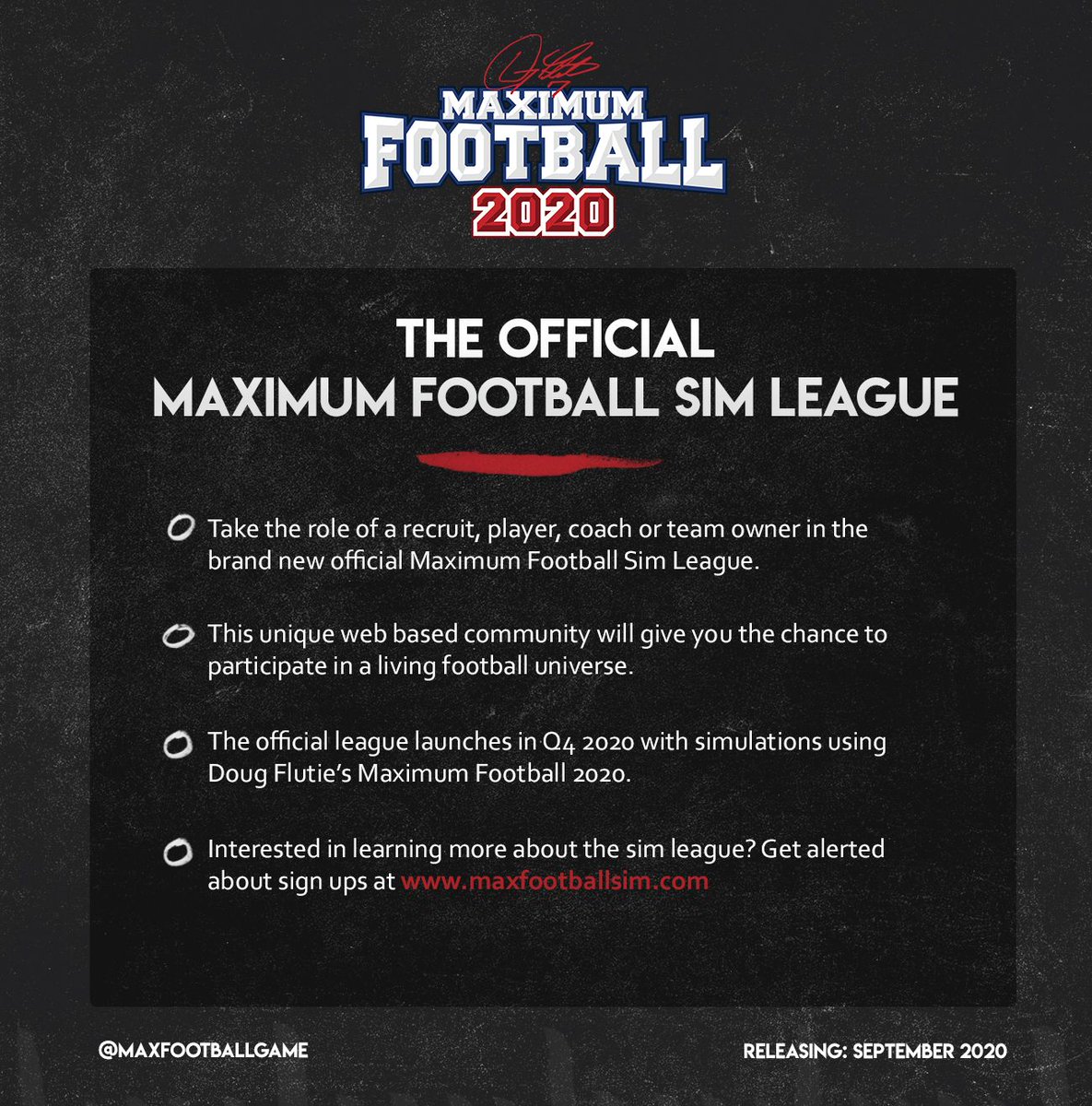 MaxFootballGame's tweet photo. Saturday nights won't be the same once we launch our sim league! Who wants to watch themselves in primetime? 

Sign-ups will be opening soon. Get notified when they are live by completing the form at https://t.co/JqXYG8x2G6 https://t.co/iD1VaUMhUV