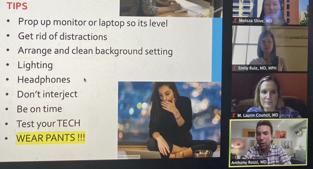 AshleyWysongMD's tweet photo. Great Interview Tips for #dermatology #residentapplicants for @zoom_us #virtualinterviews from @dranthonyrossi presenting @ProfsofDerm Annual Meeting #academicderm #residency #medtwitter #dermtwitter https://t.co/bwntaqR6we