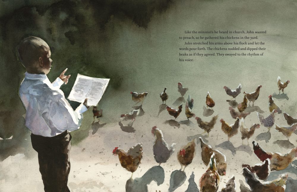 bostonbookfest's tweet photo. Remembering the great John Lewis today, including listening to a #BBF2016 recording of @jabariasim reading from Preaching to the Chickens, his picture book inspired by Lewis’s boyhood. https://t.co/HsoZnMOGpY https://t.co/l0uR20cosT