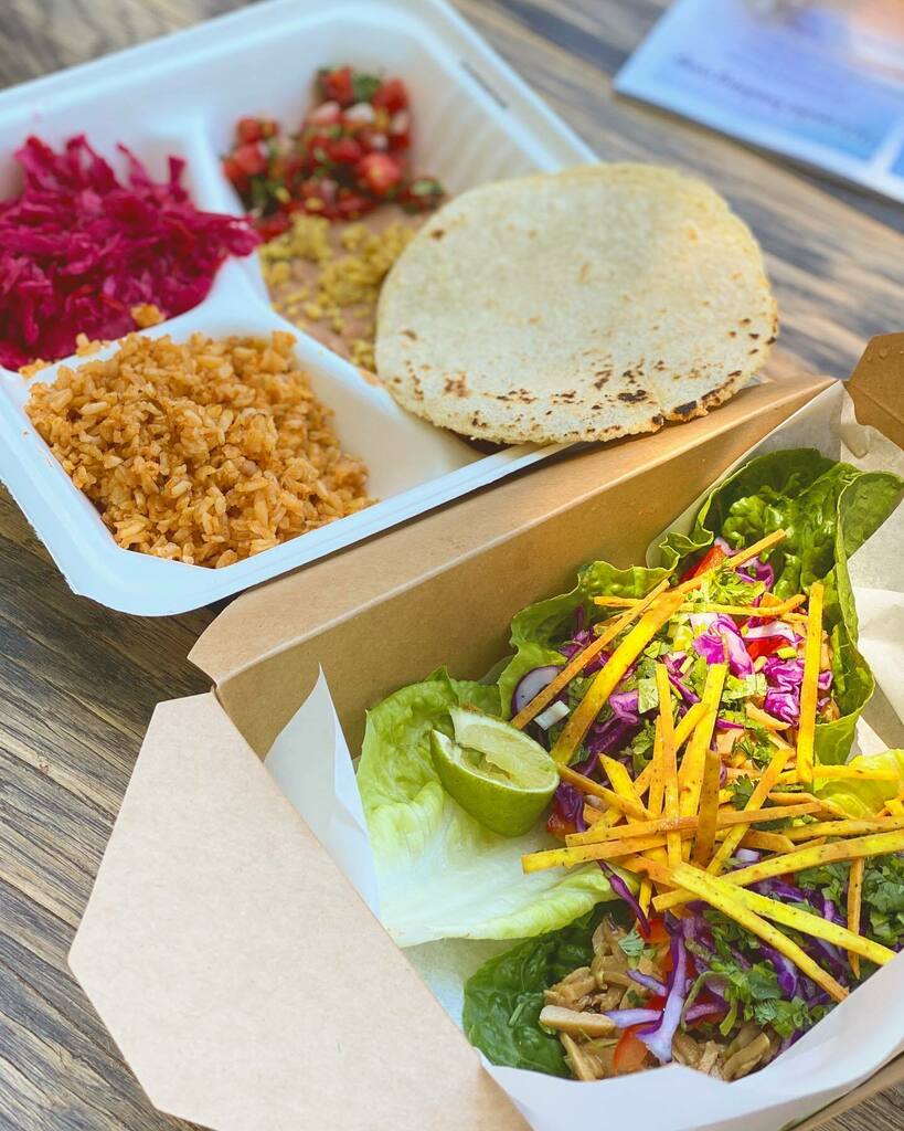 veganchomp's tweet photo. We took a drive up to Ojai to get away from the paint fumes in our house. It seemed only logical that we stop for a #vegan chomp at @farmerandthecookojai!

Farmers Plate &amp; mushroom larb salad wraps 👌🏻

#whatveganseat #veganfoodshare https://t.co/8xB5nYEGJY https://t.co/HbVjC3BPBD