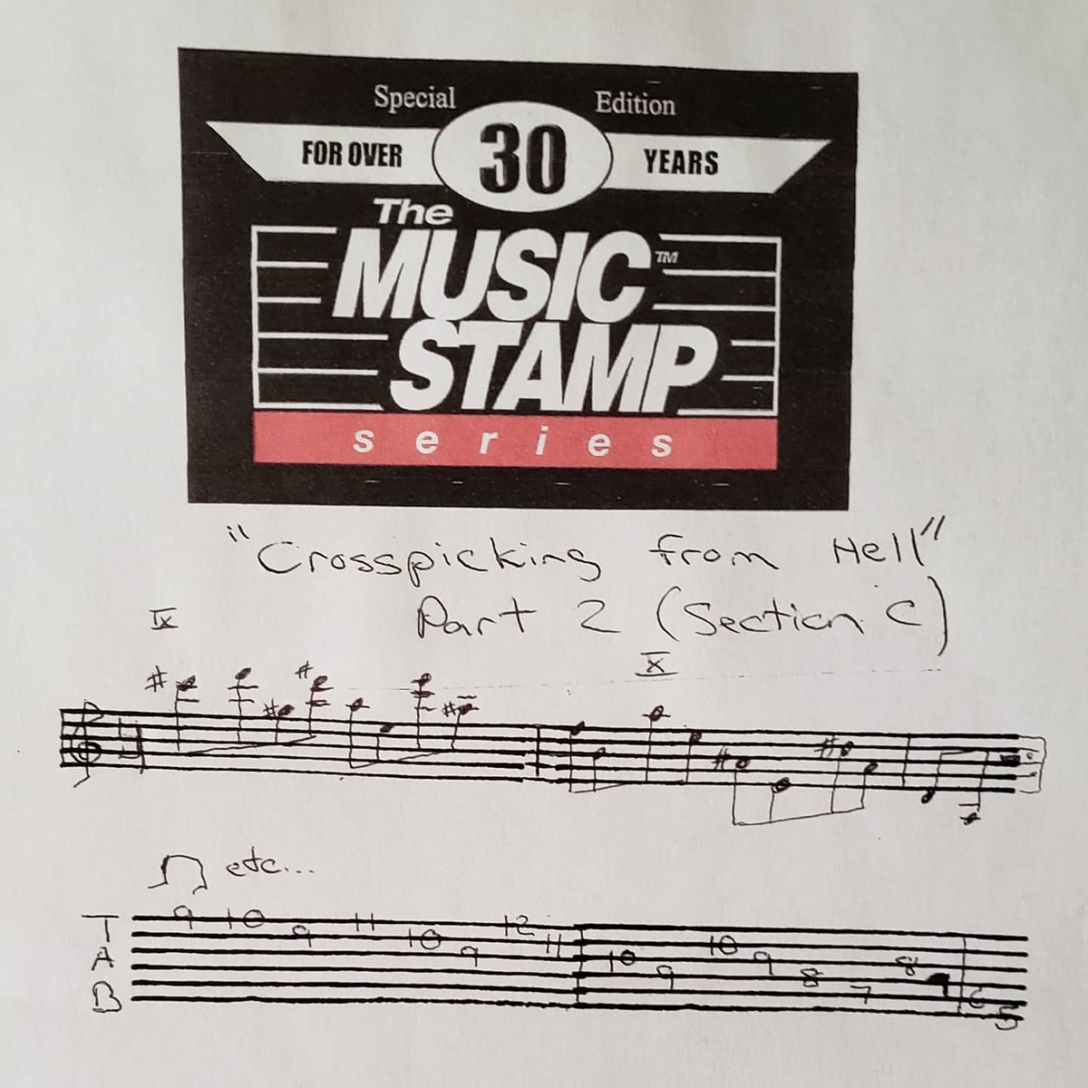 TheMusicStamps's tweet photo. The Crosspicking from Hell Etude continues with Section C of the second part. Its a musical workout I have put together that is for advancing players who have worked on my prior Crosspicking exercises as a primer. I will be breaking down the etude in each part. @BassGuitarPiano https://t.co/zB0vffREhN