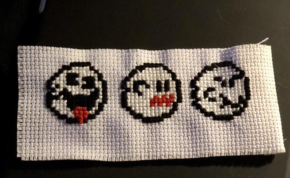 hippolata's tweet photo. Boos #mario #supermario #boo #ghostboo #marioghost #nintendo #crossstitch #gamer #nerd https://t.co/Fupsyp5L33