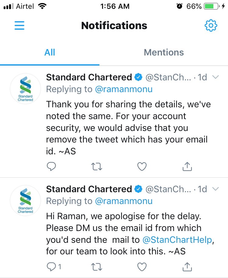 ramanmonu's tweet photo. @StanChart @StanChartHelpIN you deducted my account without my consent/ permission, but now it’s taking time for you guys to get the refund where I raised the complaint on same day when SC and @airtelindia @Airtel_Presence did fraudulent transaction on my account. Answer??? https://t.co/n2JrHNpFdO