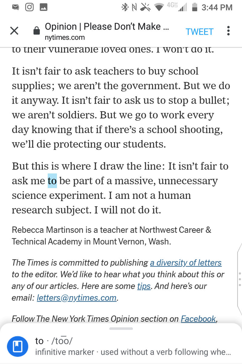 The New York Times In Opinion Asking Me To Return To The Classroom Amid A Pandemic And Expose Myself And My Family To Covid 19 Is Like Asking Me To Take The New York Times In Opinion Asking Me To Return To The Classroom Amid A Pandemic And Expose Myself And My Family To Covid 19 Is Like Asking Me To Take