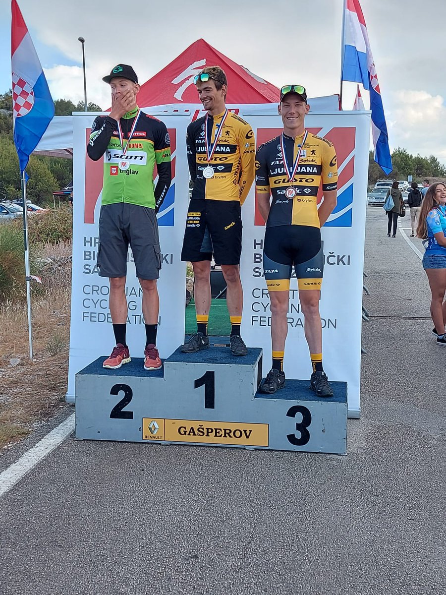 LGSCyclingTeam's tweet photo. Viktor Potočki is Croatian national Champion in time trial! Congrats also to Carlo Jurišević who took bronze medal. @visitljubljana @GustoJapan @SanticCycling @KDRogLJ @BerkComposites @SPIUKSportline @CrownsNutrition @uniorbiketools #addinvalue #daretobedifferent #crackthelid https://t.co/9RAsSMHqi0