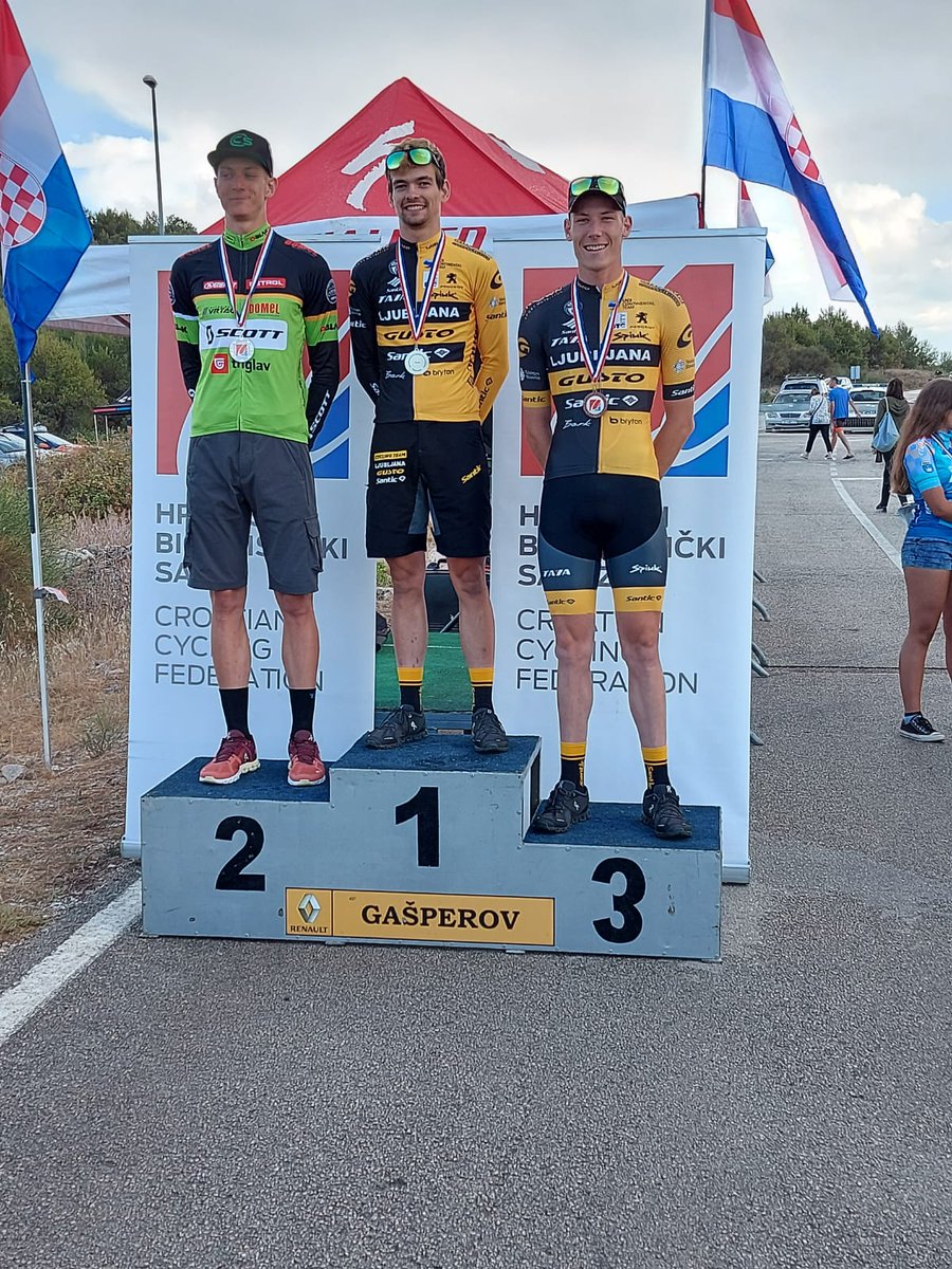 LGSCyclingTeam's tweet photo. Viktor Potočki is Croatian national Champion in time trial! Congrats also to Carlo Jurišević who took bronze medal. @visitljubljana @GustoJapan @SanticCycling @KDRogLJ @BerkComposites @SPIUKSportline @CrownsNutrition @uniorbiketools #addinvalue #daretobedifferent #crackthelid https://t.co/9RAsSMHqi0