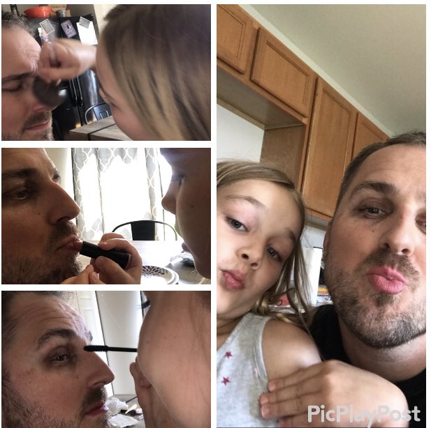 Mtrain135Mason's tweet photo. My daughter gave me a makeover. I’m so Beautiful 😳🤣

#GirlDad ￼￼￼ https://t.co/oL7K4E7O90