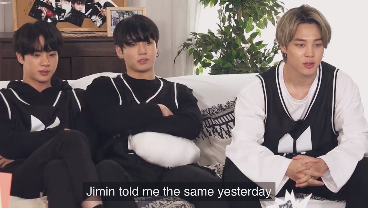 kmgoogiemimi_'s tweet photo. jimin: i don’t need anything else, I just want to be with you for a long time as BTS, that’s enough for me

jungkook: jimin told me the same yesterday https://t.co/J3xKh3d8C4