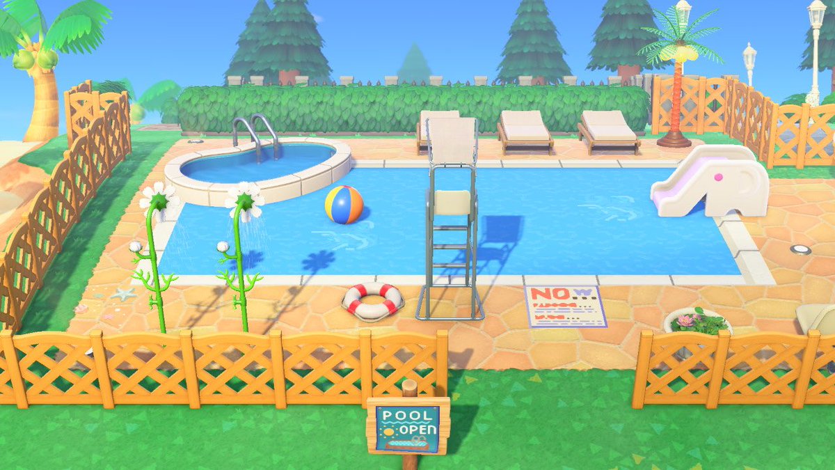 acnh_chlo's tweet photo. Castaways new pool area 🏖 #ACNH #AnimalCrossing https://t.co/loVdTresjH