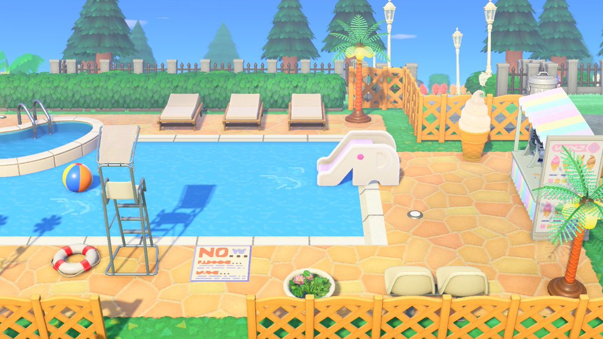 acnh_chlo's tweet photo. Castaways new pool area 🏖 #ACNH #AnimalCrossing https://t.co/loVdTresjH